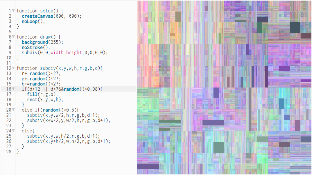 _sghr's tweet image. 再帰とサブディビジョン。
editor.p5js.org/Sugihara/sketc…
#processing #p5js #processingjs #creativecoding 
こういうファサードもっと作りたいんですけどね。