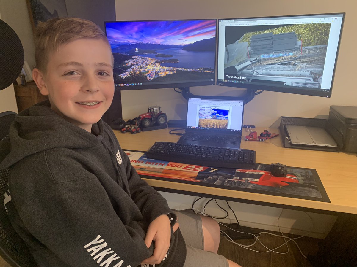 Today’s home schooling…… Using some work videos to show how a combine works! Should be in every kids school curriculum. Unfortunately it looks like this is as close as I will get to a Combine this year ! #fendtideal #ausag