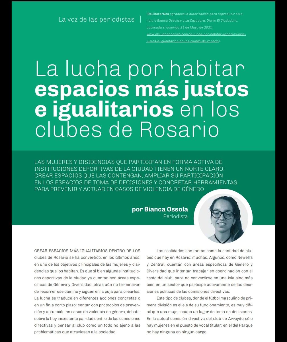 #LecturaRecomendada
La nota de <a href="/bianossola/">Bian Ossola</a> en #DeLiberarNos, la revista sobre Género y Disidencias del <a href="/ConcejoMRosario/">Concejo Municipal de Rosario</a> 
👉 bit.ly/DeLiberarNos-IV

#TiempoDeParticipar