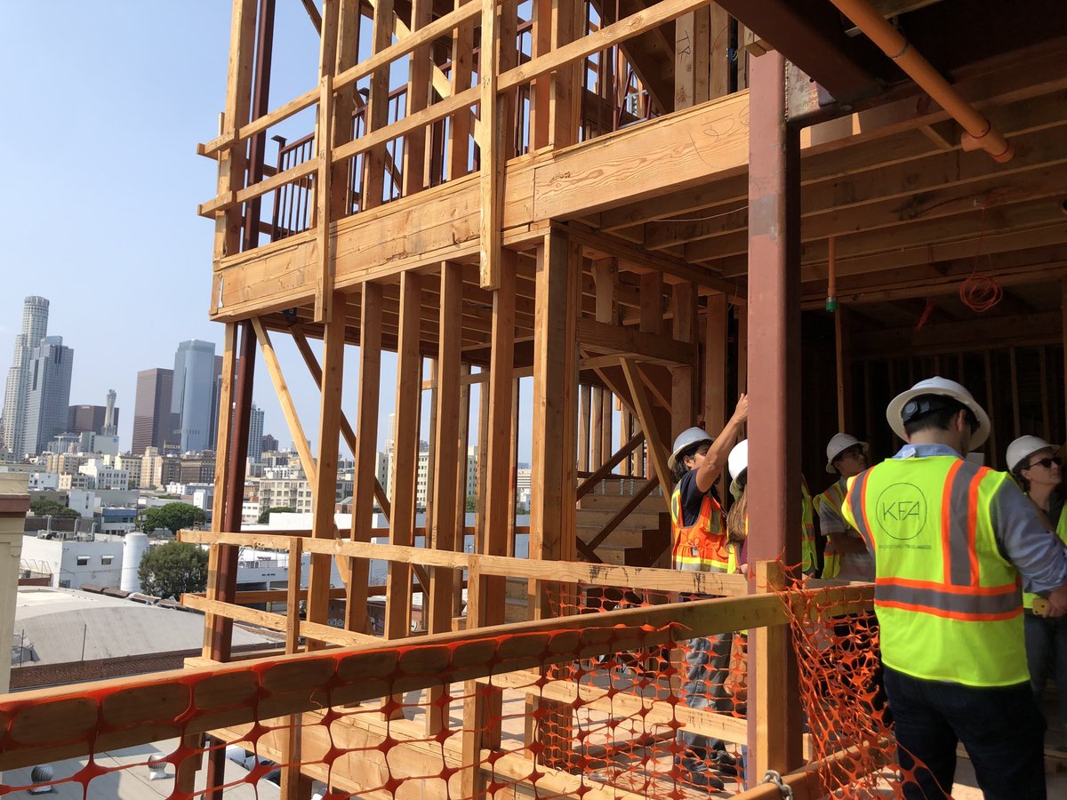 KFALosAngeles's tweet image. Our office got the chance to tour Lamp Lodge last week. Check out these  #workinprogress pics... we’re still not over the view of DTLA from the site 😍 Keep up the good work team! 

#KFA #kfaarchitecture #KFALosAngeles #ArchitectureforLosAngeles #KFAdesign #affordablehousing