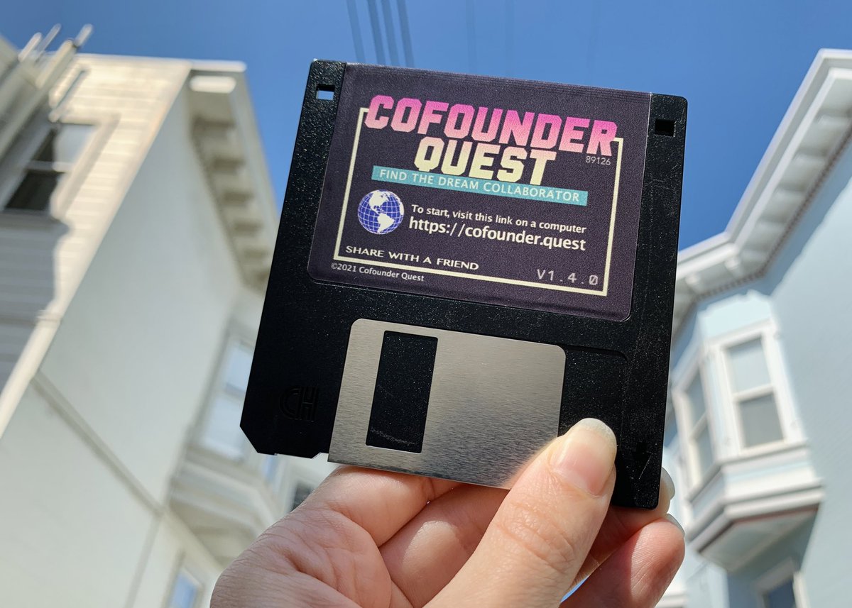 I made a game called Cofounder Quest to find a new collaborator! I'm hiding the game on floppy disks all over the city in places where a software engineer is likely to stumble into it. ⚡️

Enjoy,
cofounder.quest