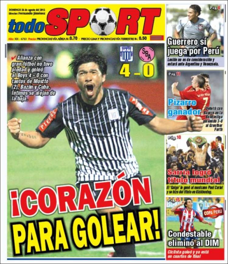 memorias_al's tweet photo. Hoy recordamos en #memoriasALpapel 📰💙 como la prensa escrita nos dejó claro quien fue figura hace 9 AÑOS📅 en Matute🏟️ tras la goleada por 4-0 de Alianza Lima⚪️🔵 ante Sport Boys.
📌Noche donde M. Mostto9⃣ anotó un doblete✌️⚽️ y J. Bazan &amp;  @Rodrigocuba30 😺sumaron al marcador. https://t.co/sZewu3oK4c