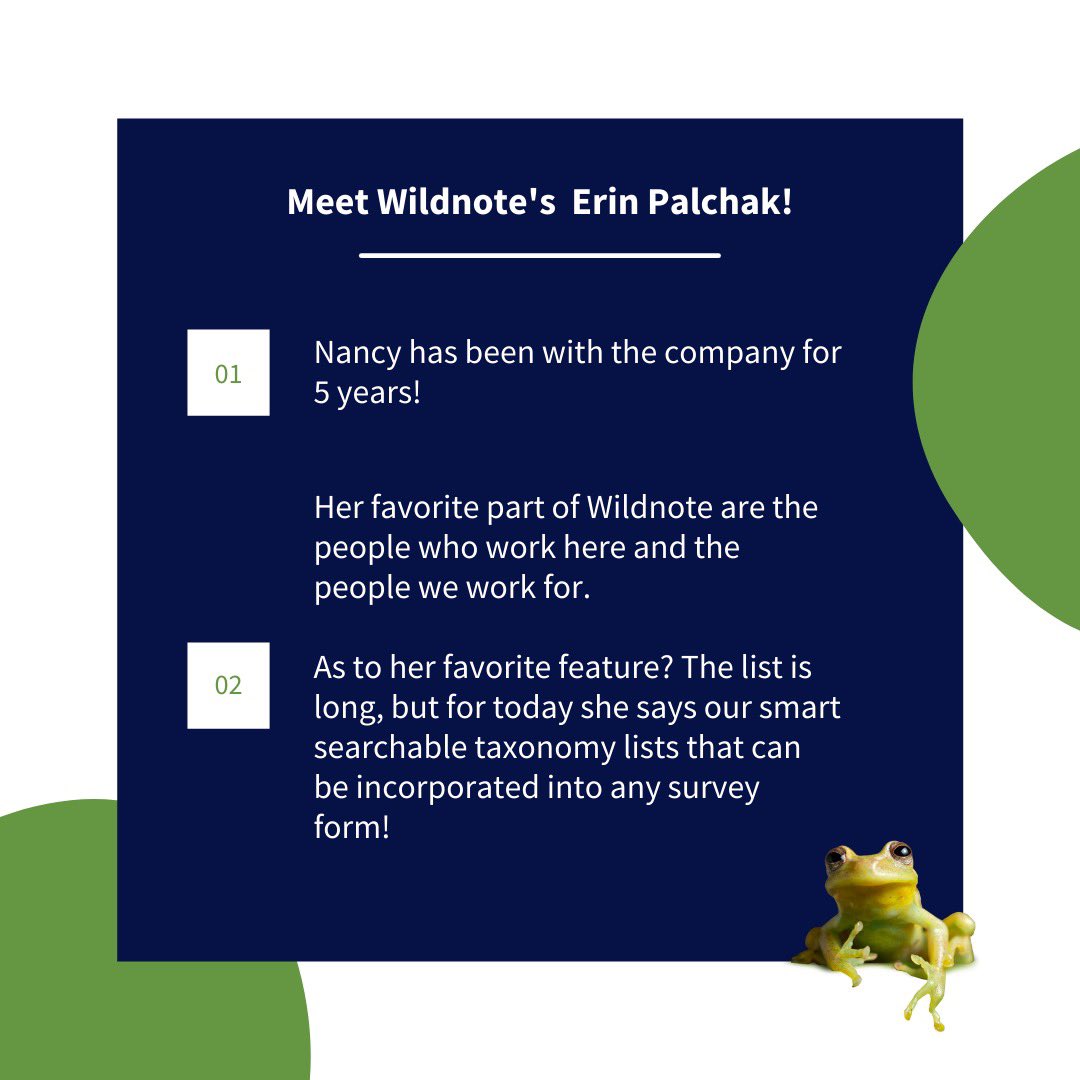 WildnoteApp's tweet image. Team Spotlight ✨

Meet Wildnote's Director of Customer Success, Nancy Douglas!

#wildnote #gofastgetitright #environmentalconsulting #environmentalcompliance #environmentalcomplianceautomation #environmentalcomplianceautomationplatform