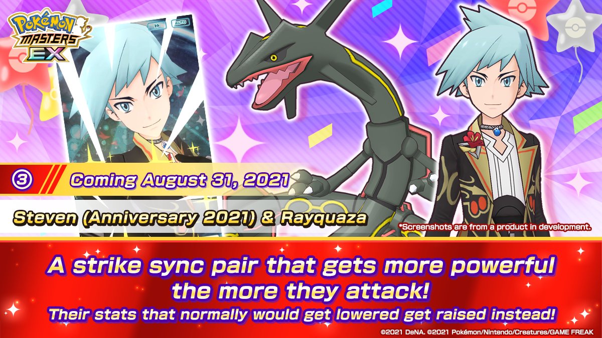 Máximo / Steven (Aniversario 2021) y Rayquaza Shiny (Mega) - Pokémon masters ex