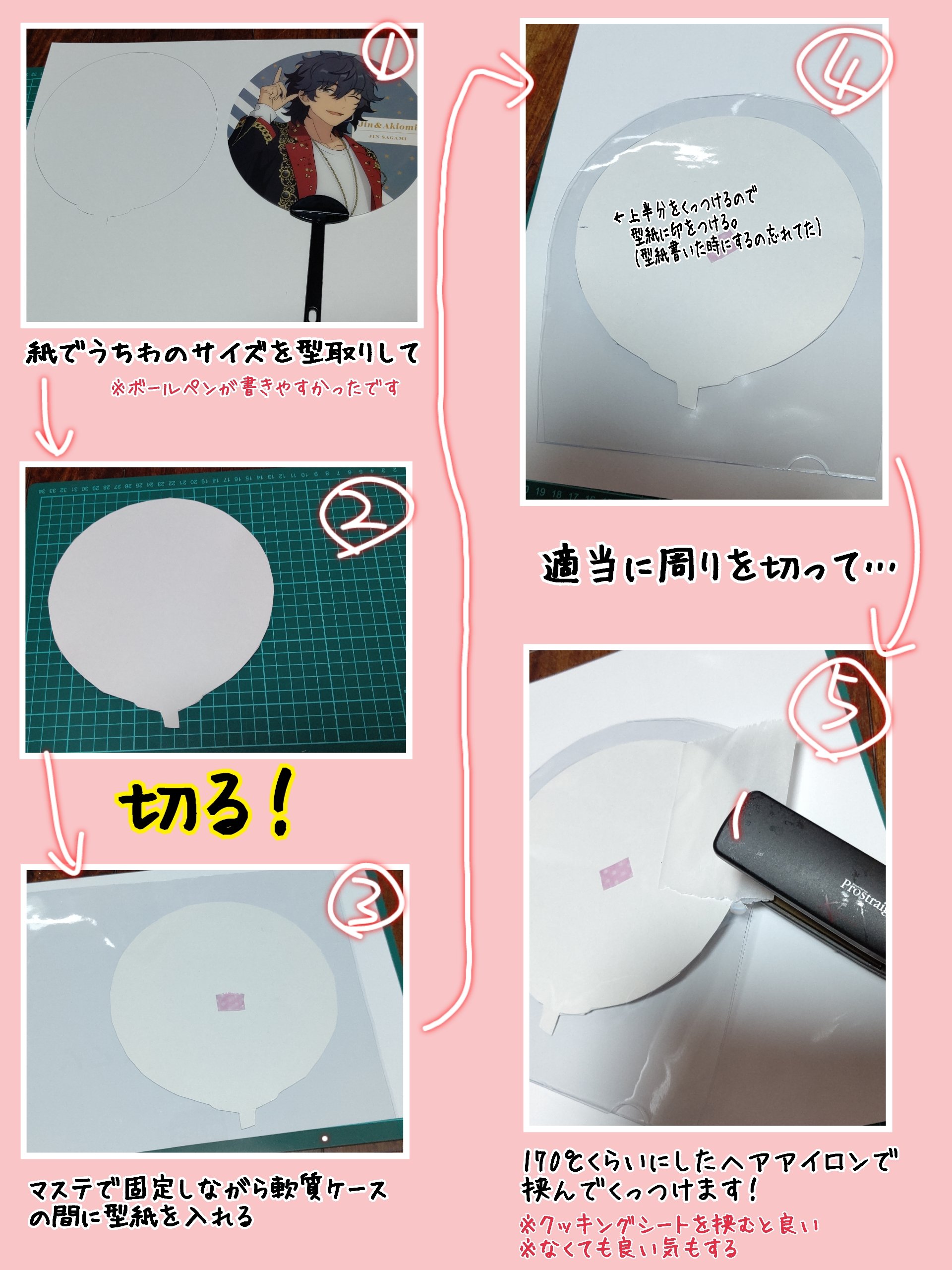 みるくせーき マシュマロできかれたうちわカバーの作り方まとめました わからないとこあったらお気軽に聞いてください ハートうちわも同じ作り方です T Co Gwusyvnjic Twitter