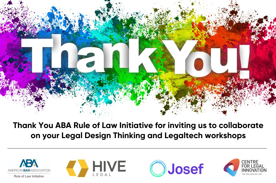 The Centre for Legal Innovation at The College of Law is honoured to have recently collaborated with Hive Legal and Josef on the design, development and delivery of a series workshops on design thinking for the American Bar Association Rule of Law Initiative.