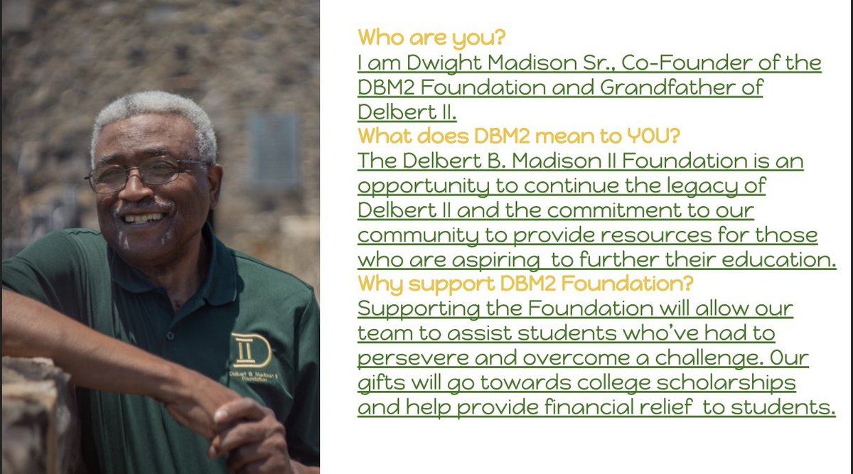 DBM2Foundation's tweet image. Meet our Co-Founder, Mr. Dwight Madison Sr!