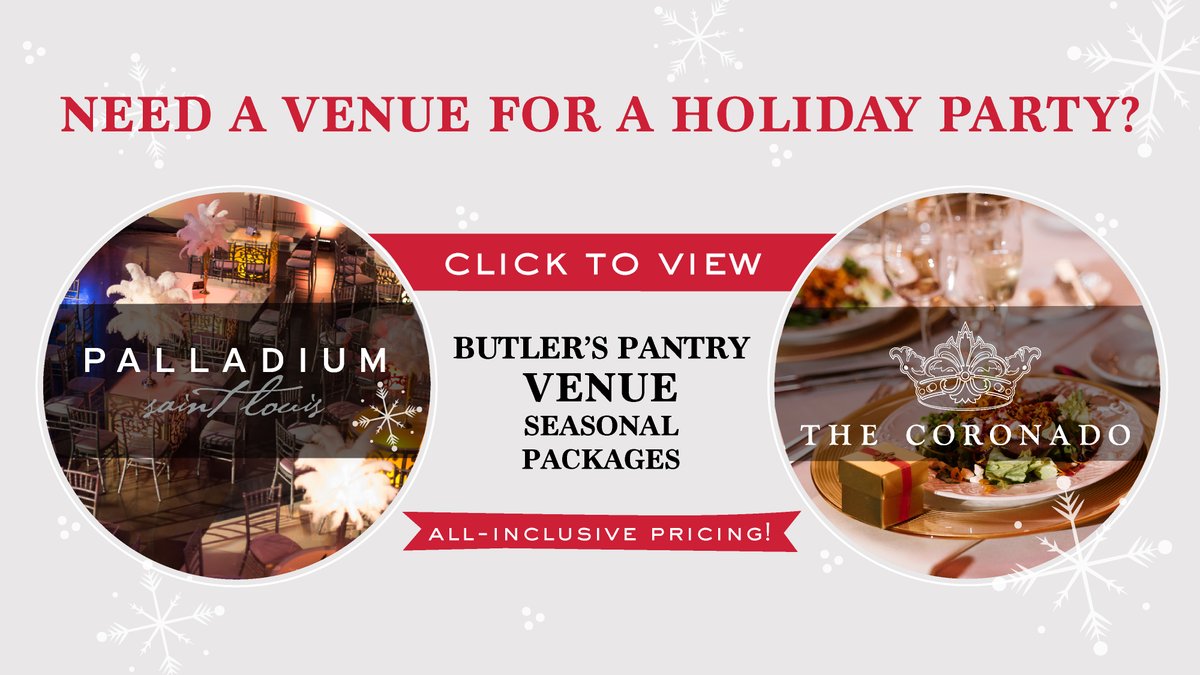 Starting to think about #holiday #celebrations? Take a look at our ready-made, all-inclusive offers for <a href="/palladiumstl/">palladium stl</a> &amp; The Coronado. They're just want you need for spacious #entertaining, easy planning &amp; merriment!

VIEW PACKAGES HERE >>> ow.ly/rdfD50FzMdf