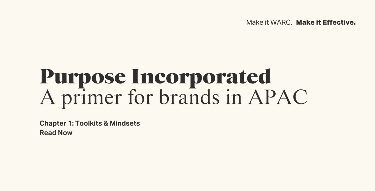 WARCEditors's tweet photo. Today we launch Purpose Incorporated: A primer for brands in APAC, a three-part series in partnership with Uncommon Kind, to help marketers in APAC understand the complexities in the region and offer a toolkit for brands that want to do better. Read here - https://t.co/iKENYv7Nrg https://t.co/LTTO1X796p