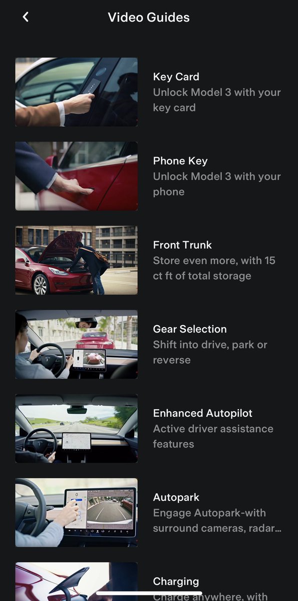 Video guides in the Tesla app! Put the videos on how to correctly use ...
