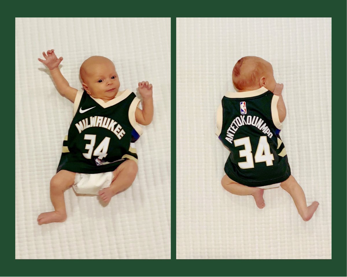 Favorite gift yet for Pearce from @andersennat & her fam! Converting us into Bucks fans. @Giannis_An34 has a new little fan!