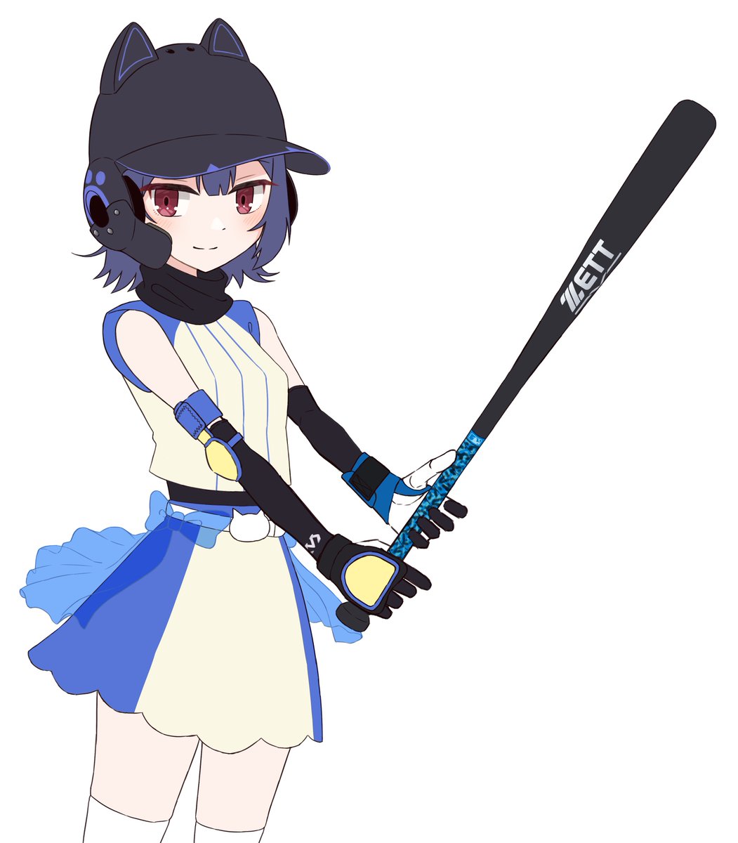 morino rinze 1girl solo baseball bat gloves white background smile simple background  illustration images
