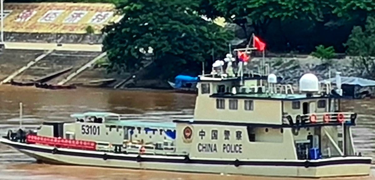 MSullivanSEAsia's tweet photo. The boys were back in town yesterday projecting power. As they do every month #mekong #goldentriangle #sobruak Lao, Myanmar and Thailand https://t.co/CorjnudBAh