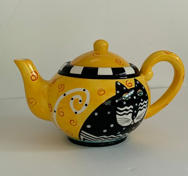 Laurel Burch vintage ceramic cat teapot 1998 - cat lover gift - new home gift etsy.me/3B9W4CM via @Etsy #EtsyTeamUNITY #TMTinsta #epiconetsy #vintage #ceramic #LaurelBurch #catlovers #TeaPotMuseum