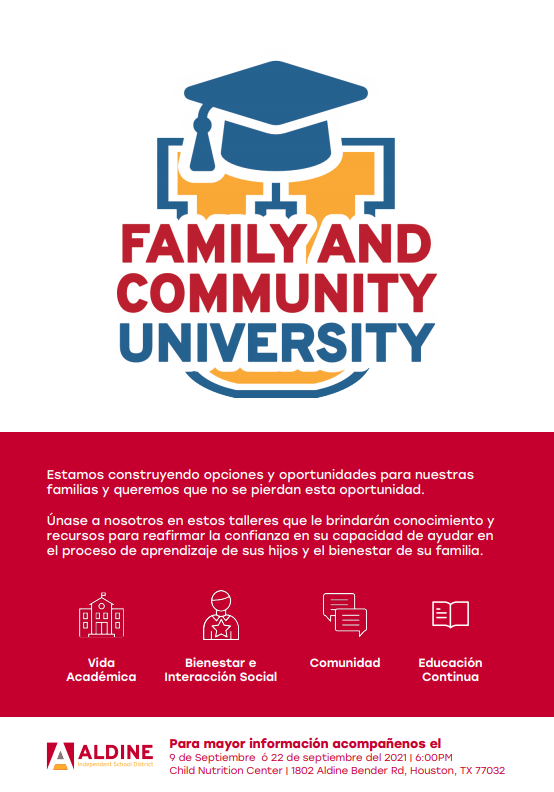 Vines_AISD's tweet photo. Our new Family and Community University program will begin in October!
@AldineISD @Primary_AISD #VinesStrong #ENVI210N https://t.co/lCSmjwOLXF
