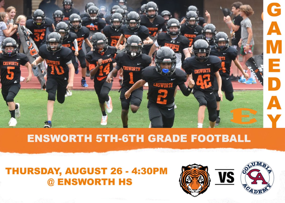Ensworth Middle School Football (@ens_middlefball) on Twitter photo What’s better than a football double header?! That’s right, check out The Ensworth 5/6 grade team followed by the 7/8 grade team Thursday 8/26. 4:30 and 6:00 kickoffs! Both at Enswoth High School, Under the Lights..Go Tigers! <a href="/CoachRocBatten/">Roc Batten</a> <a href="/jlmiles4562/">Joe Miles</a> <a href="/EnsworthFB/">Ensworth Football</a> What’s better than a football double header?! That’s right, check out The Ensworth 5/6 grade team followed by the 7/8 grade team Thursday 8/26. 4:30 and 6:00 kickoffs! Both at Enswoth High School, Under the Lights..Go Tigers! <a href="/CoachRocBatten/">Roc Batten</a> <a href="/jlmiles4562/">Joe Miles</a> <a href="/EnsworthFB/">Ensworth Football</a>