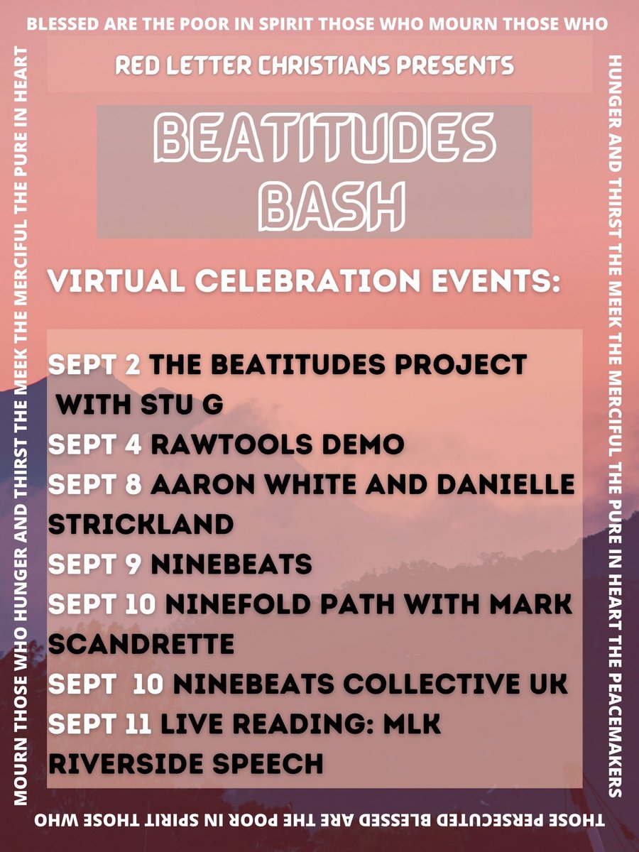 Y’all better get ready. We are about to kick off a series of virtual events all around the Beatitudes of Jesus. I’m pumped to team up with all these talented friends… <a href="/Nine_Beats/">Nine Beats Collective</a> <a href="/MarkScandrette/">Mark Scandrette</a> <a href="/stugio/">Stu Garrard</a> <a href="/amygrant/">Amy Grant</a> <a href="/stugio/">Stu Garrard</a> <a href="/commonhymnal/">Common Hymnal</a> <a href="/RAWtools/">RAWtools ⚒️🔥🌱</a> <a href="/djstrickland/">Danielle Strickland</a> and more.🔥🔥🔥