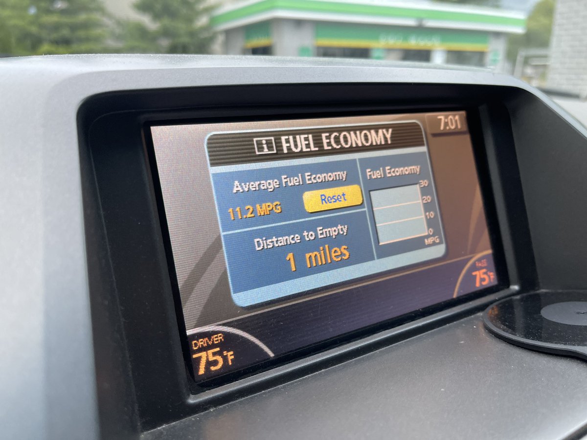 4monstergadgets's tweet photo. Today, wife got home on pretty much empty. I had to drive to a gas station just to fill up. Paid $3.39 per gallon. On a plus note, 11.2 MPG is up from the 10 we typically get 🙄. Can’t wait for the #cybertruck to come out. #icecar #problems #love #my #Tesla #hate #gas https://t.co/0SEsjtXAvT