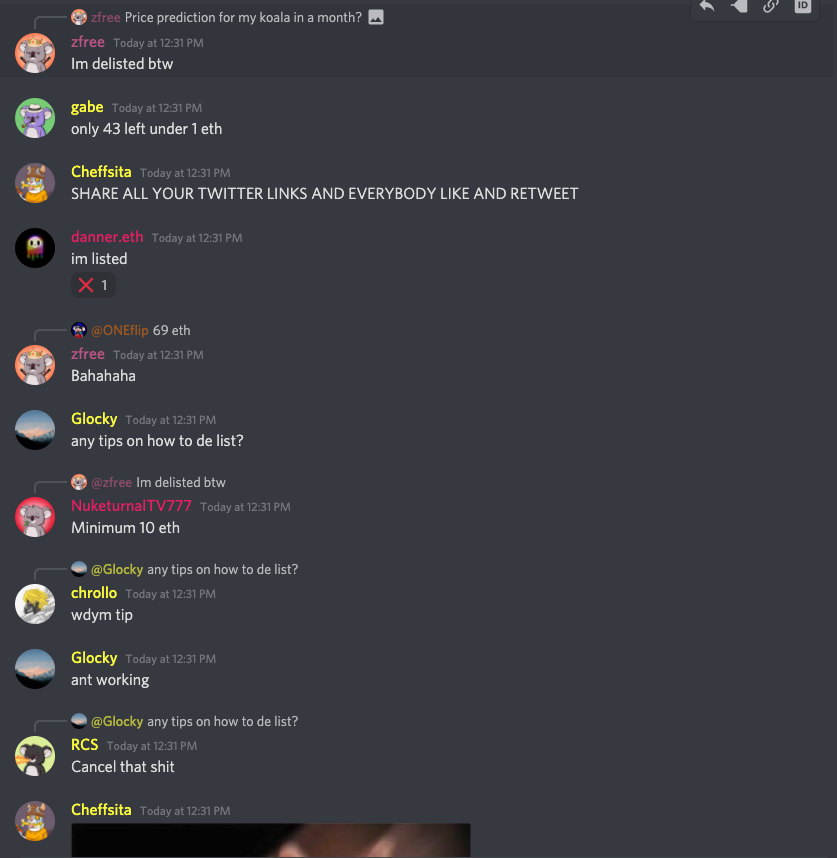 iblamenfts's tweet photo. This discord is madness 🐨 @KoalaAgencyNFT https://t.co/UsHuLRnSM2