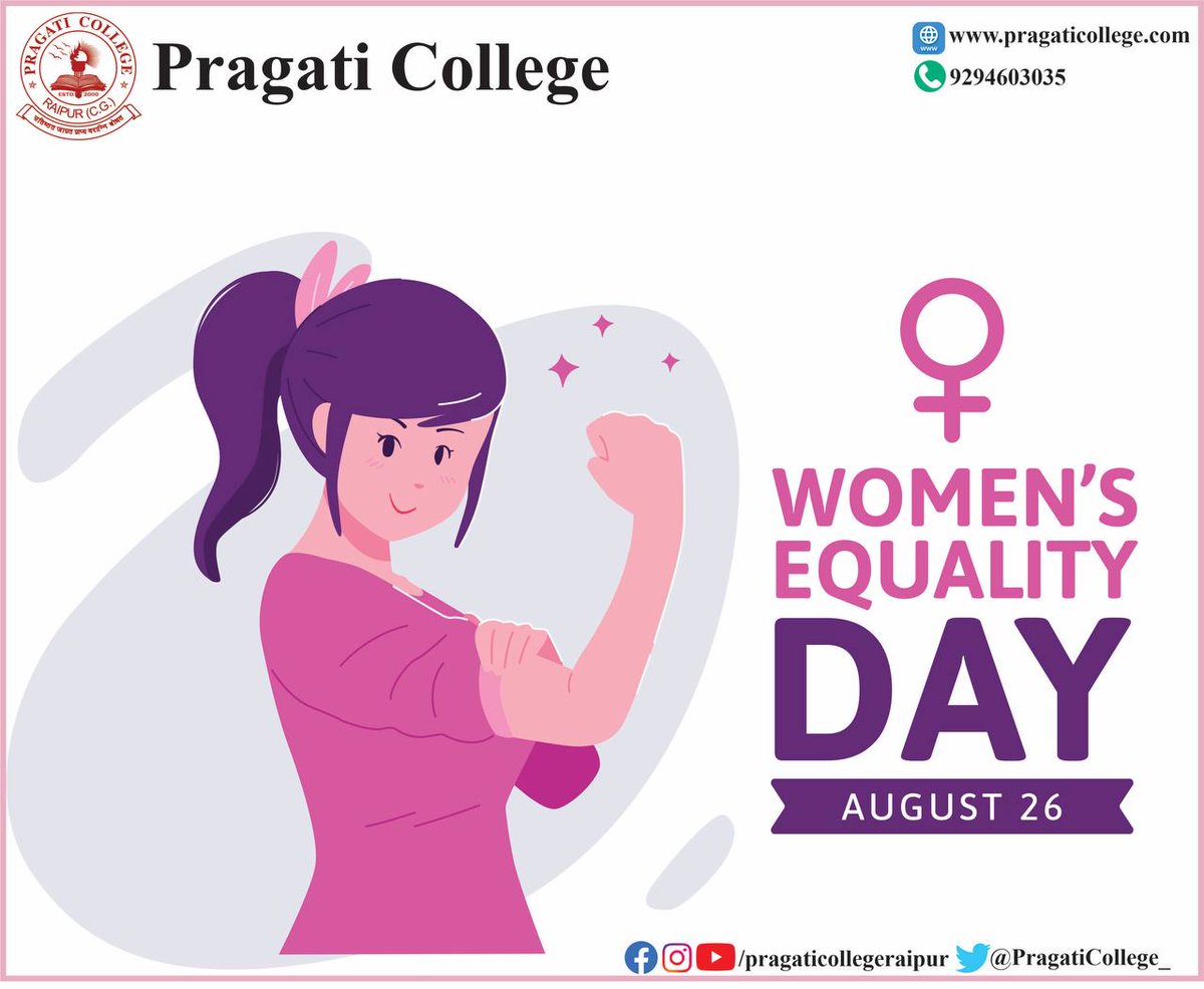 PragatiCollege_'s tweet photo. Lucky are those, who are blessed with a feminine presence in their lives! Feel proud to be a woman.
#WomensEqualityDay #womenempowerment 
#WomensRights 
#Equality https://t.co/Ohz10YBH0s
