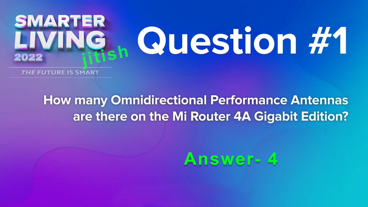 Jitish_prime's tweet image. Answer 1- 
4  Omnidirectional Performance Antennas
@XiaomiIndia @manukumarjain
#SmarterLiving2022 #MiRouterGigabitEdition