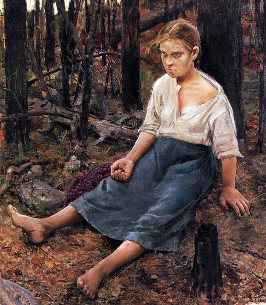 Natalie on X: "Аксели Галлен-Каллела — Заблудившаяся / Eksynyt. 1886. Холст, масло. А как не Грету похожа то https://t.co/NddDZqVgSQ" / X