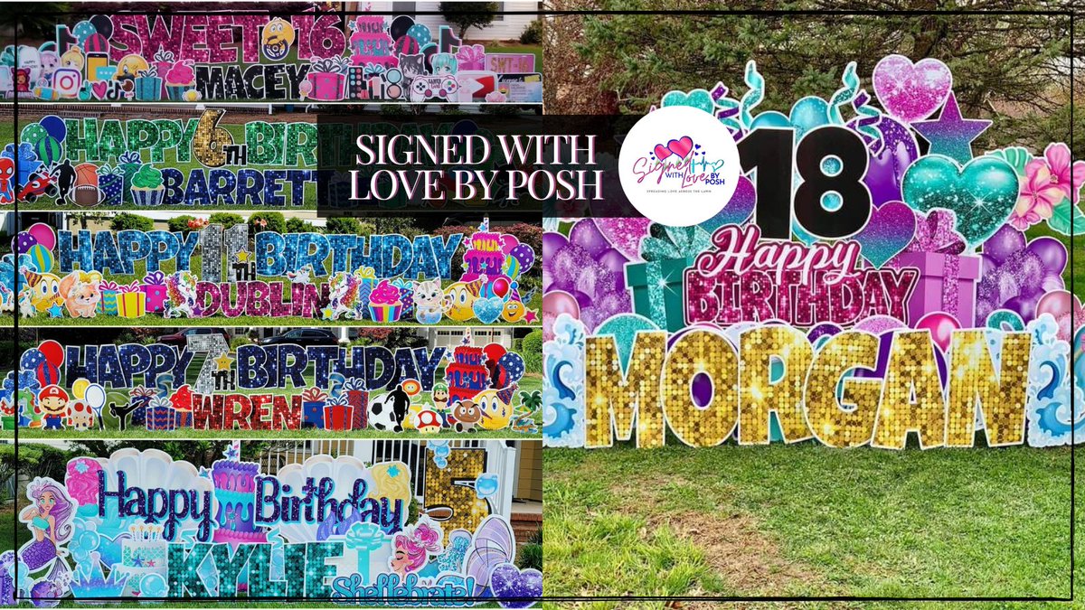 DirectoryPib's tweet photo. Introducing a fun new way to celebrate all kinds of occasions! 🎉🎉

Signed With Love By Posh brings the party to your yard with their lawn greeting sign rentals. 🎊

Make any event of your life extra special! 
☎904-203-4587
✉poshluxeslumbers@gmail.com
🌐https://t.co/p8iL2udIW1 https://t.co/CAwm7JlYdX