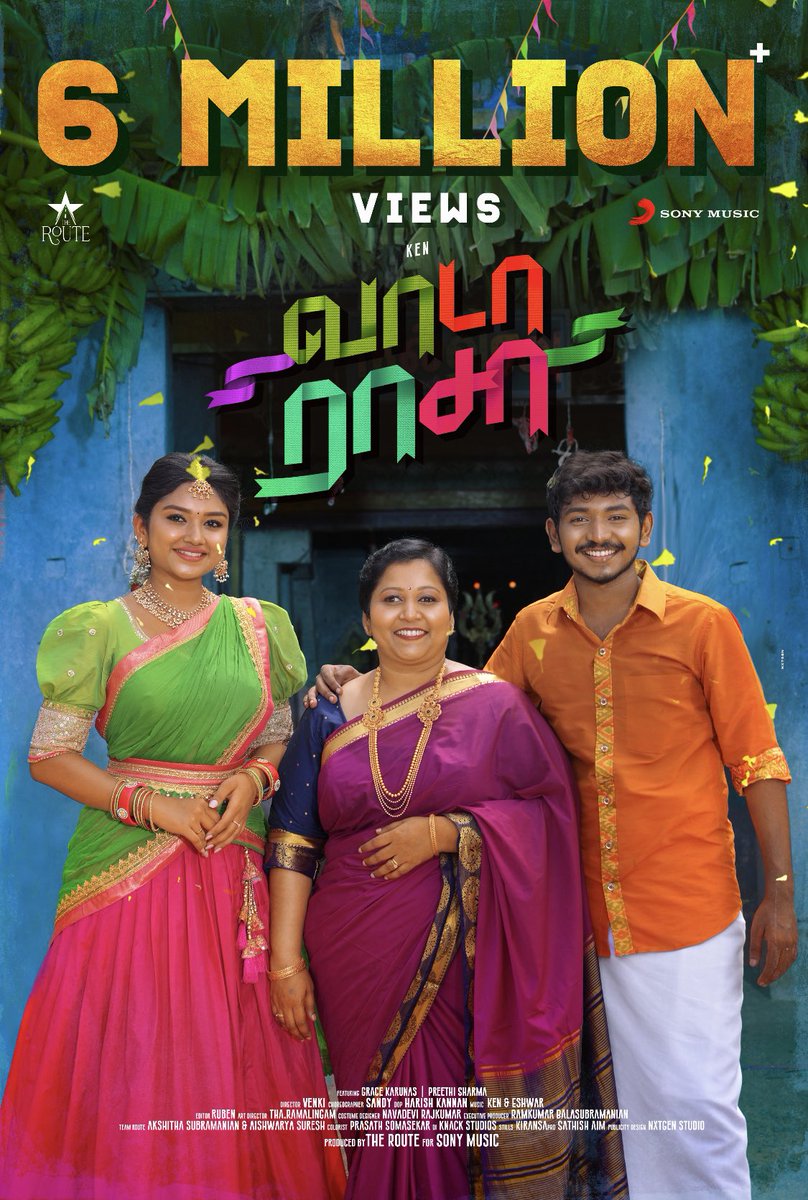 Sony Music South India (@sonymusicsouth) on Twitter photo A GRAND 6️⃣ MILLION ! 🤩😍
#Vaadaraasa receiving huge love! ❤️🤗
➡️ bit.ly/VaadaRaasa
<a href="/KenKarunaas/">Ken Karunaas</a> #GraceKarunaas <a href="/PreethiSharma19/">Preethi Sharma</a> <a href="/Eshwar_santha27/">Eshwar Santhanalakshmi</a> <a href="/Jagadishbliss/">Jagadish</a> <a href="/TheRoute/">TheRoute</a> <a href="/Venki_dir/">Venki</a> <a href="/iamSandy_Off/">SANDY</a> <a href="/dop_harish/">Harish Kannan</a>
#VaadaRaasaStepu A GRAND 6️⃣ MILLION ! 🤩😍
#Vaadaraasa receiving huge love! ❤️🤗
➡️ bit.ly/VaadaRaasa
<a href="/KenKarunaas/">Ken Karunaas</a> #GraceKarunaas <a href="/PreethiSharma19/">Preethi Sharma</a> <a href="/Eshwar_santha27/">Eshwar Santhanalakshmi</a> <a href="/Jagadishbliss/">Jagadish</a> <a href="/TheRoute/">TheRoute</a> <a href="/Venki_dir/">Venki</a> <a href="/iamSandy_Off/">SANDY</a> <a href="/dop_harish/">Harish Kannan</a>
#VaadaRaasaStepu