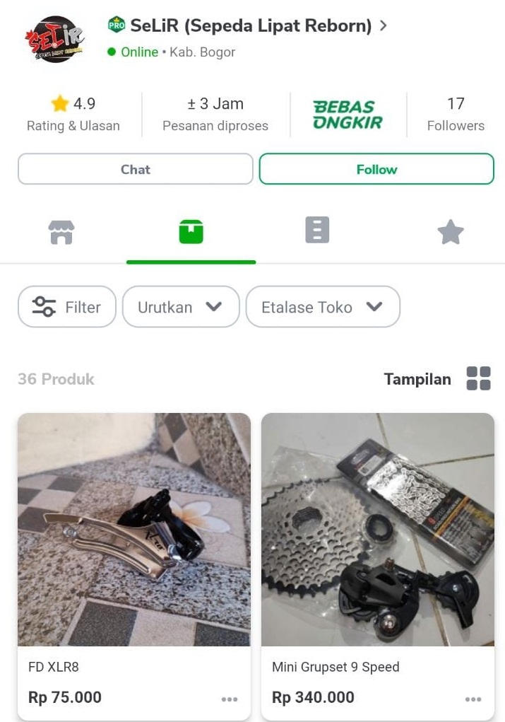 LigaFantasiaID's tweet image. Promo spesial bagi semua manajer Liga Fantasia, terutama buat yang hobi bersepeda. Dapatkan diskon 10% setiap pembelian sparepart sepeda di Toko SeLiR (Sepeda Lipat Reborn) lewat aplikasi Tokopedia. Chat dulu ke admin tokonya saat berbelanja.