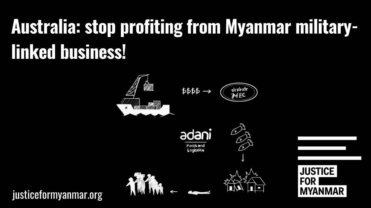Shame on #Australia gov! Instead of divesting taxpayer $$ from biz connected to criminal #Myanmar military, Oz gov is covering up by trying to shield the Future Fund from FoI laws, after disclosure to <a href="/theACIJ/">Australian Centre for International Justice</a> of shares in <a href="/Adaniports/">Adani Ports and SEZ Ltd</a>. A new low! <a href="/guardian/">The Guardian</a> bit.ly/3gyFche