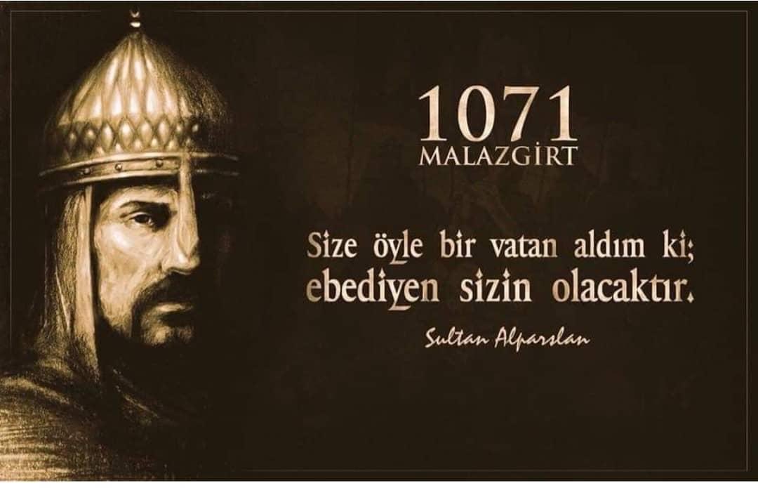 Anadoluyu bize yurt kılan Malazgirt Zaferi'mizin 
950.yıldönümünde Büyük Komutan Sultan Alparslan'ı ve aziz şehitlerimizi rahmet ve minnetle yâd ediyorum