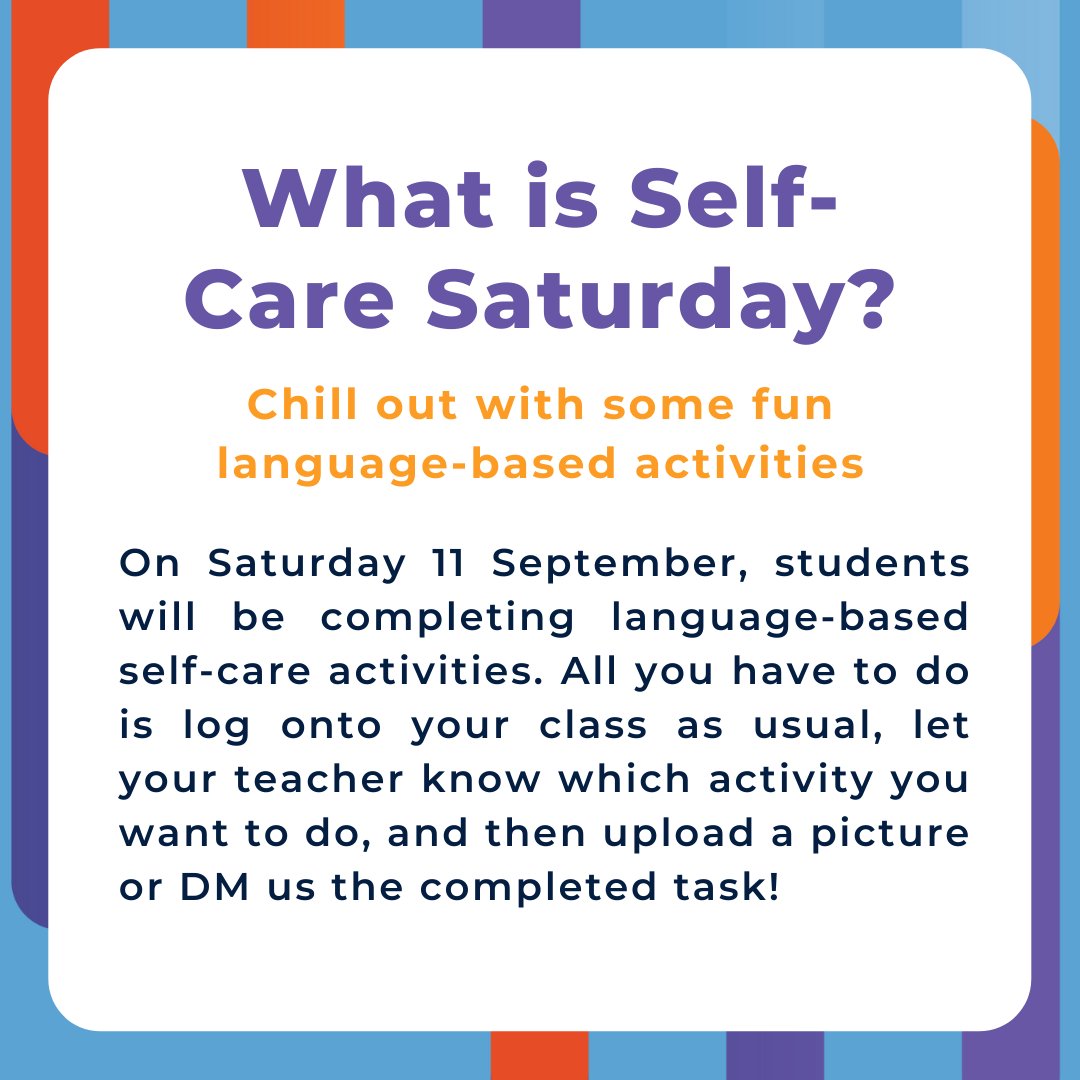 In Week 9 @SCLanguages will host a self-care program for all students in Years 7-12. This will include a range of language-based activities for you to do and have fun while you learn. Read through this thread to learn more! #LoveWhereYouLearn #StayHealthyHSC 1/4