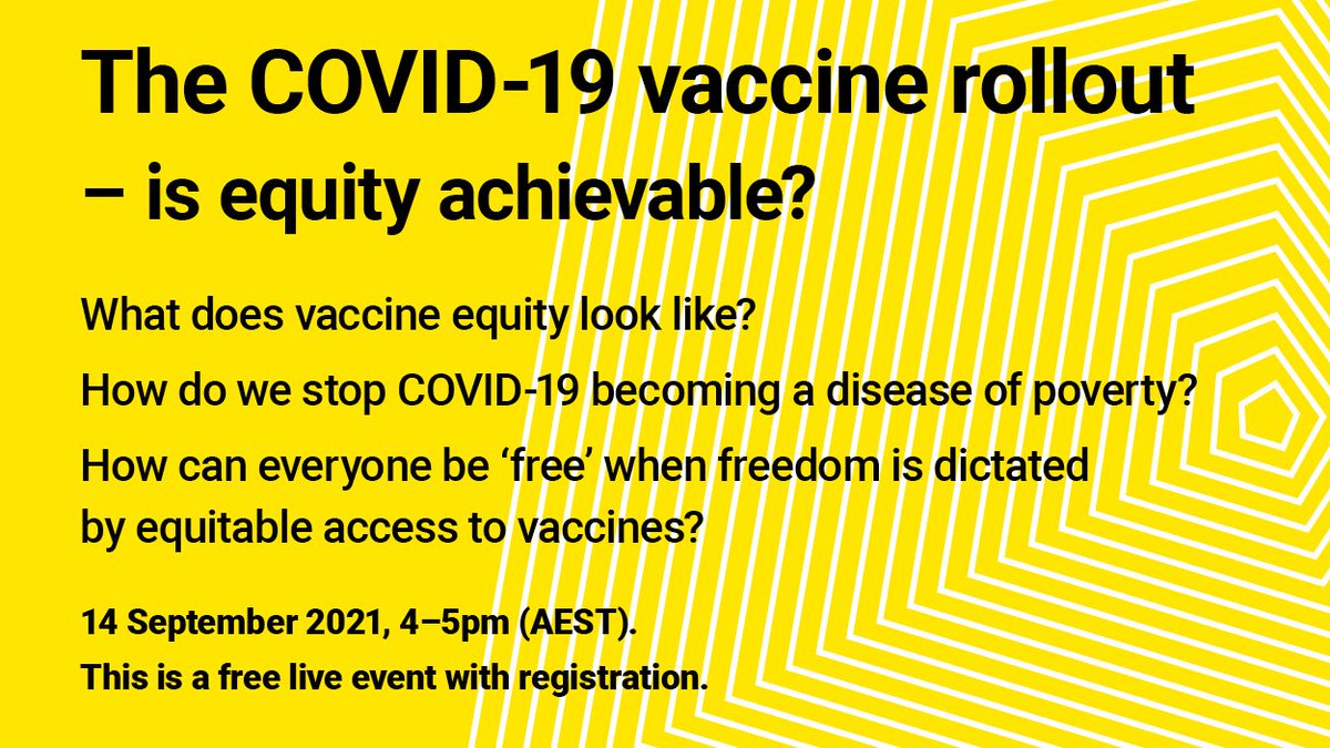 aasante2's tweet photo. 14 SEPT| Tune in to experts from @aphrc @GeorgeInstIN @ThinkWellGlobal @pngimr and @UNSWMedicine as they discuss the implications of a global failure to achieve vaccine equity hosted by @UNSW School of Population Health: https://t.co/IMdbnIaRuT
#VaccineEquity #ACTogether #Access https://t.co/QYLhylXUke