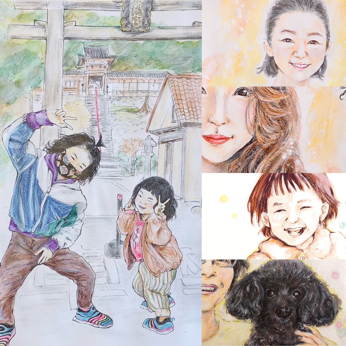 micatukiiro's tweet photo. 【✏︎似顔絵 描きます✏︎】

似顔絵でみんながHAPPYに🌷

水彩色鉛筆とペンで、あったかい
手描きの似顔絵を描きます。

わたしはご依頼された方の想いを大切に似顔絵を描いています。

大切な人に贈り物したり
お部屋に飾ったり
と自由に使ってみませんか？☟

https://t.co/DaQDXAZK5N

#似顔絵 https://t.co/v6RtA7TjFk
