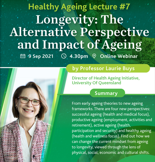 ProfLaurieBuys's tweet photo. Join #CRCLongevity Chief Scientist Prof Laurie Buys online on 9 Sept at JCU Singapore's Healthy Ageing Lecture #7 as she discusses the alternative perspective and impact of ageing.

More details and register here: https://t.co/WIOD9OpRpW

#longevity #healthyageing https://t.co/1tFw046wyJ