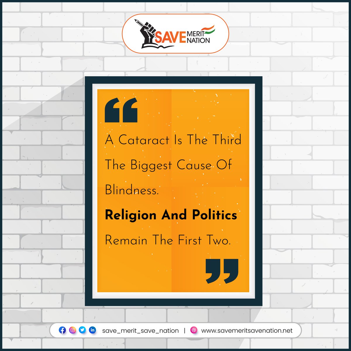 A Cataract Is The Third The Biggest Cause Of Blindness.
Religion And Politics Remain The First Two.

<a href="/narendramodi/">Narendra Modi</a>
<a href="/RajThackeray/">Raj Thackeray</a>
<a href="/Dev_Fadnavis/">Devendra Fadnavis</a>
<a href="/CMOMaharashtra/">CMO Maharashtra</a>
<a href="/AshokChavanINC/">Ashok Chavan</a>
@pawarspeaks
<a href="/AjitPawarSpeaks/">Ajit Pawar</a>

#India #savemeritsavenation