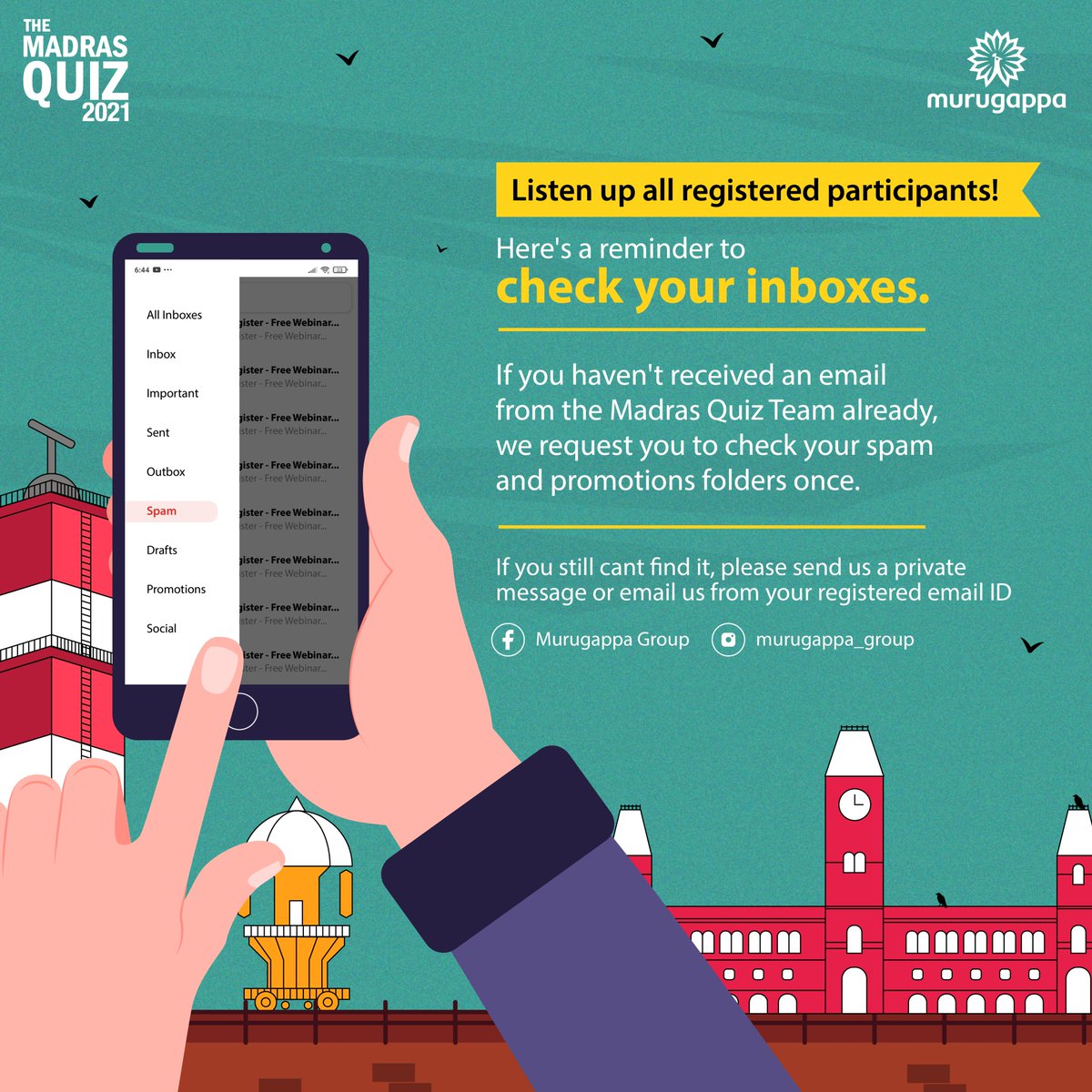 We hope you are preparing well for The Madras Quiz 2021. In the meantime, don't forget to check your emails for the latest updates and guidelines from us! If you have registered for the Madras Quiz and still haven’t received any emails from us, then reach out to us now!