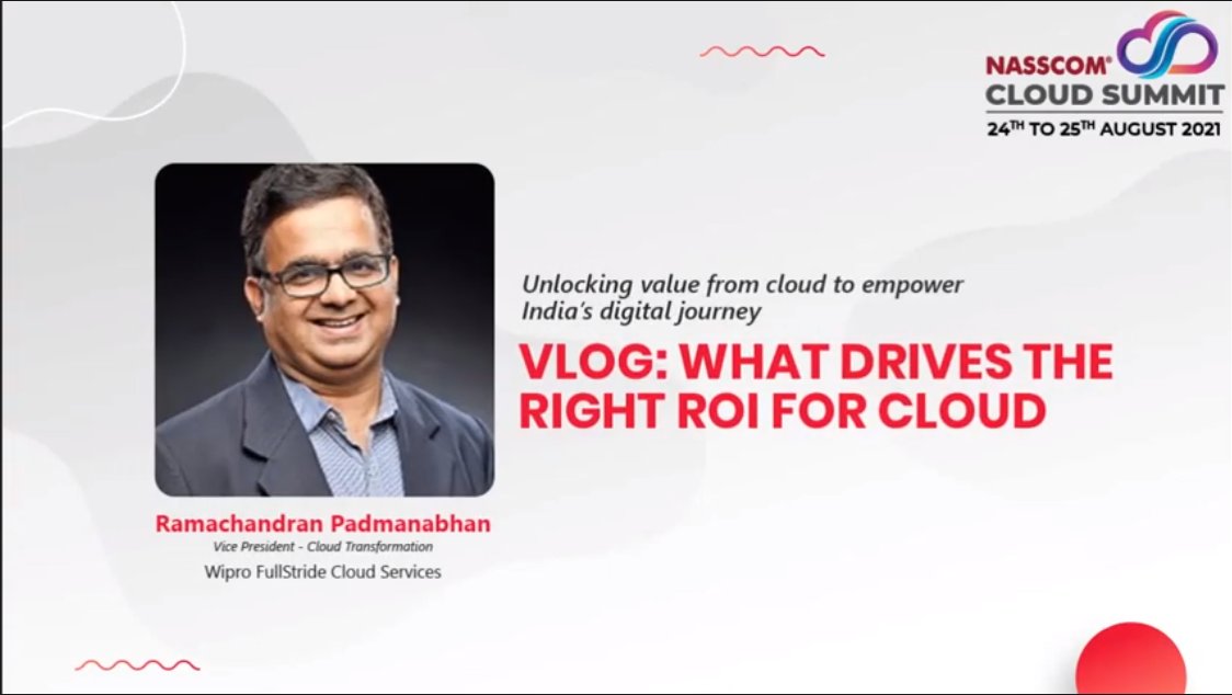 #Watch
Ramachandran Padmanabhan, Vice President - Cloud Transformation, Wipro FullStride Cloud Services talks about what drives the right ROI through #cloud in this latest vlog: youtu.be/UmWBbxQzJkE

#NASSCOMCloudSummit

<a href="/ramu_pad/">Ramachandran ( Ramu) Padmanabhan</a> <a href="/Wipro/">Wipro</a>