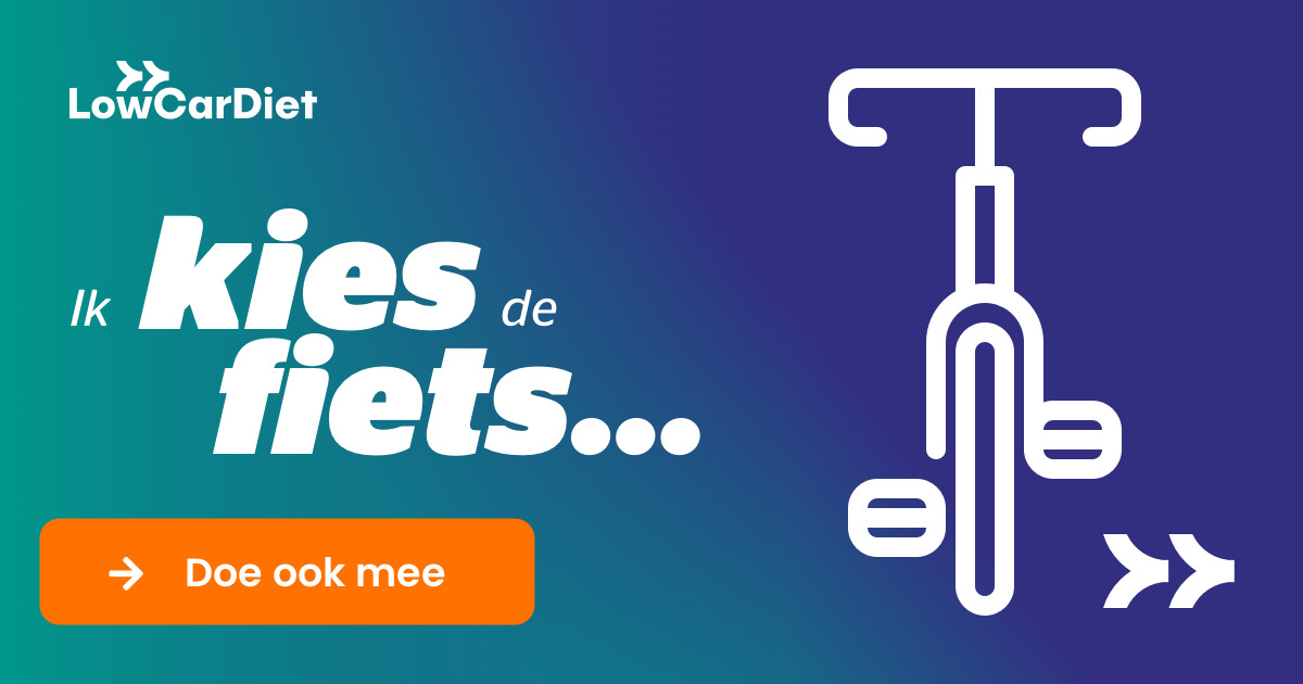 Met het #LowCarDiet weet je hoe je verschil kan maken voor het milieu &amp; je gezondheid!

🚴‍♀️ Besparing van 20% op reiskosten 
🚆 Daling van de CO2-uitstoot met 50%
🚘 40% minder autokilometers

Meld je organisatie aan en maak ook het verschil: lowcardiet.nl