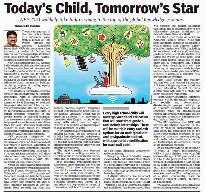 MSDESkillIndia's tweet photo. "#NEP2020 promotes the integration of vocational studies into mainstream education &amp; forces a bold new future in vocational education", writes Shri Dharmendra Pradhan ji-@dpradhanbjp. With skill labs being set up in schools, read how the NEP is helping reshape India’s future. https://t.co/07nSvra72y