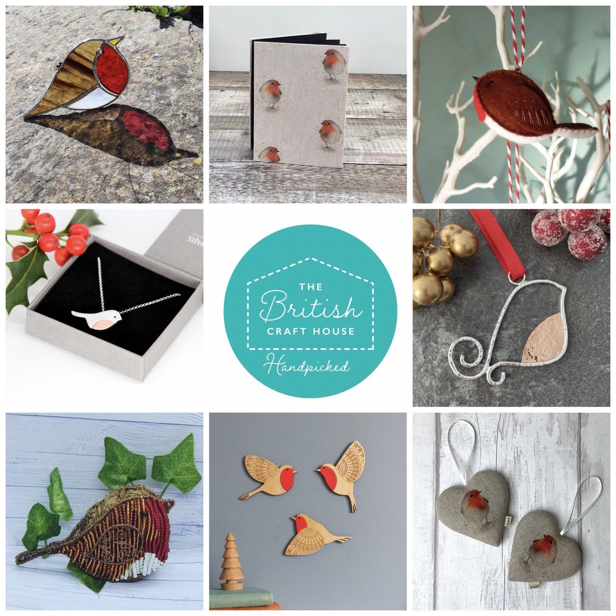 Chirpy robins over at <a href="/BritishCrafting/">BritishCraftHouse</a> ❤️
#tbchteamworkthursday #tbch #robins 

Clockwise from top left <a href="/MillermanGlass/">MillermanGlass</a> <a href="/BooksBySueDay/">Handcrafted Books by Sue Day</a> <a href="/wjneedlework/">W J Needlework</a> <a href="/laura_llew_des/">Laura Llewellyn Design</a> <a href="/katymason32/">Katy Mason Designs</a> @Etchable_laser <a href="/ElegantWyvern/">The Elegant Wyvern</a> <a href="/SilverbirdD/">Silverbird Designs</a>