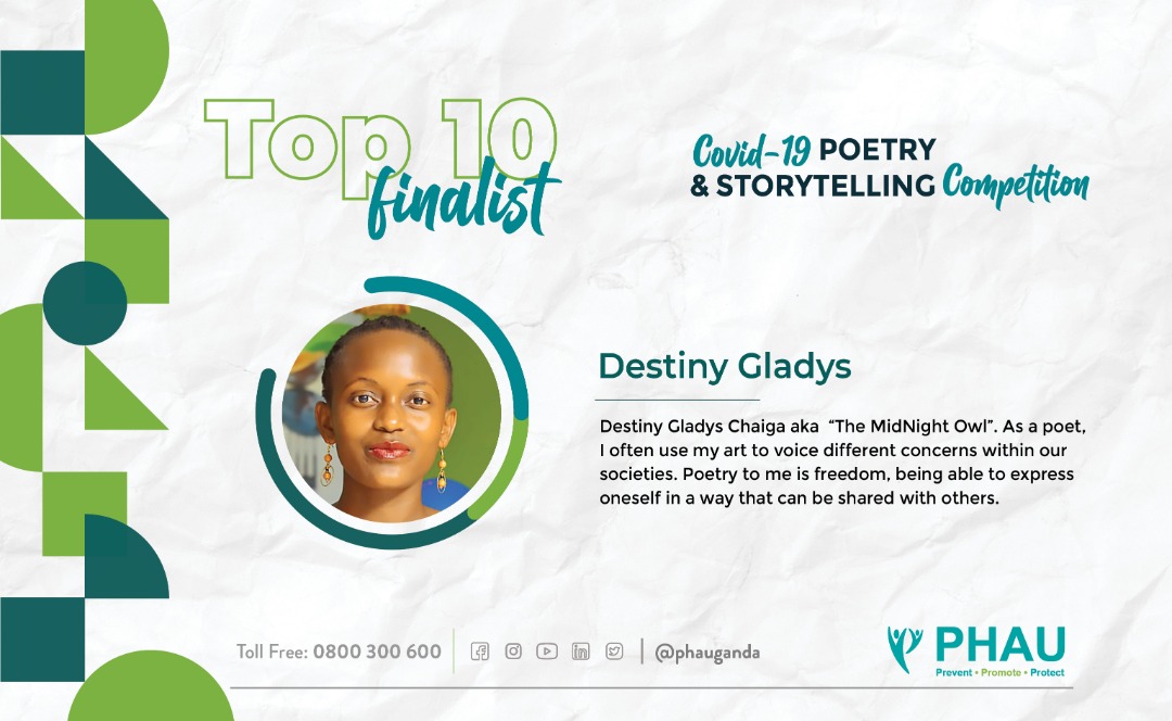 Delighted to be among the Top10 finalists heading to the final stage of three top winners this coming Saturday.

Thank you @phauganda 
 #CPScompetition #PHAUCARES #poetry 

@EchoPoets @UgandaPoets @asiimwe4justice