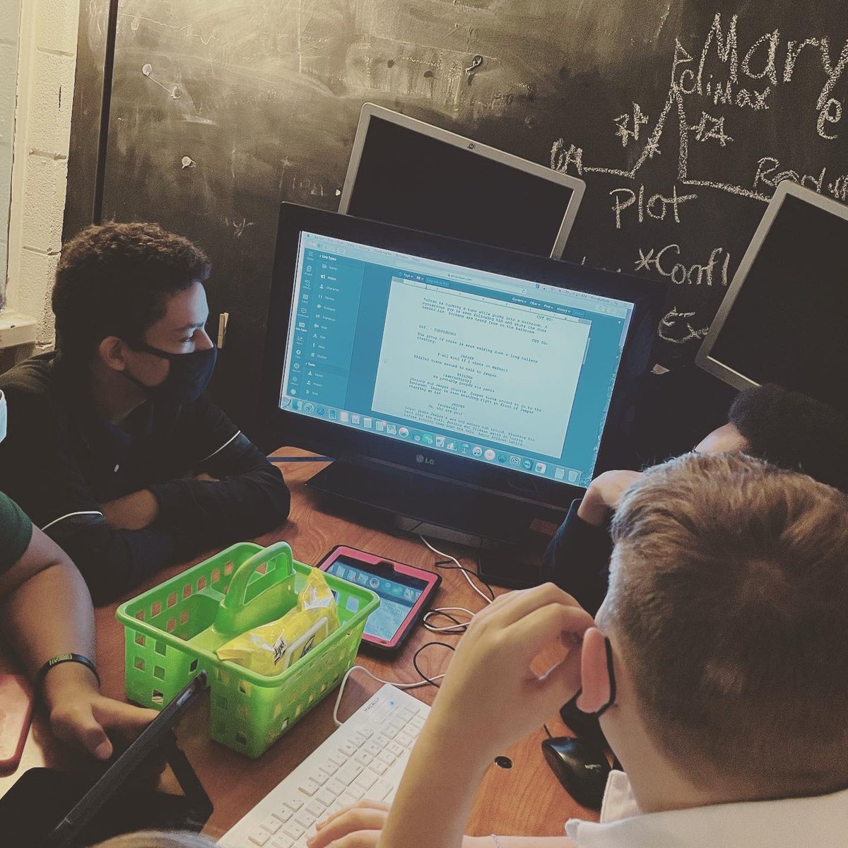 filmatstem's tweet photo. 8th grade @filmatstem students are busy writing persuasive scripts this morning using @writerduet. #filmatstem #stemsav #sccpss #middleschoolfilm #stem #steam https://t.co/vH6HiQ5cXX