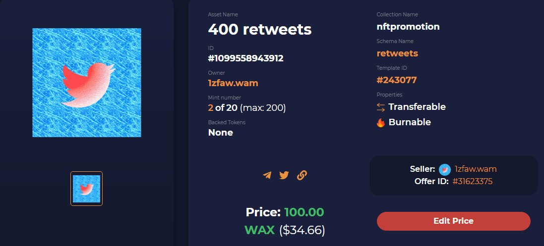 NFTPromotion's tweet image. 🔥NEW #GiveAway !  24h

🎁Value 34,66$ (100 Wax)

wax.atomichub.io/market/sale/30…

-Follow @crypto_addicted
 
-Follow @NFTPromotion

- Like and retweet 
- Tag 3 friends
- Comment : your #WAX address

 #NFT  #NFTdrops #NFTGiveaway  #WAXP   #FreeNFT 

@coinkit_ mon 5 5 BTC #crypto_addicted