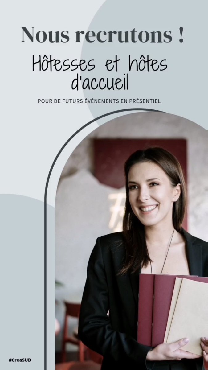 .<a href="/CreaSUDCom/">Créa-SUD</a> recrute hôtesses/hôtes d’accueil ! #i4emploi #emploi64 #Pau #bearn