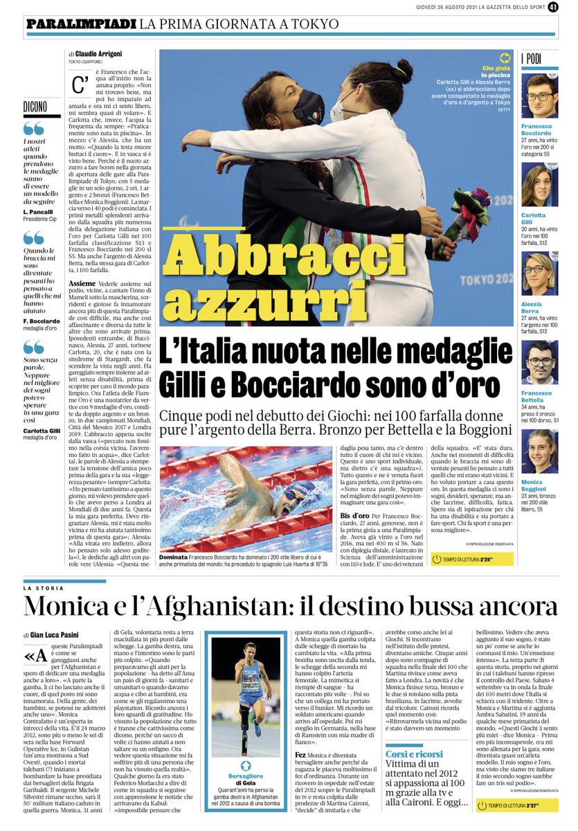 Un inizio col botto alle #Paralimpiadi 
#CarlottaGilli #FrancescoBocciardo ci hanno regalato emozioni d’oro 🇮🇹

#Paralympics 
#paralimpici 
#ParaSwimming