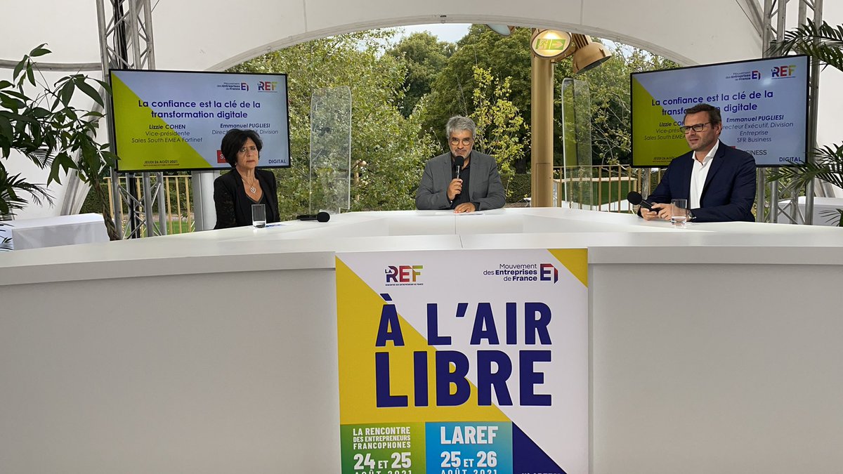 Le direct du plateau TV de #LaREF21 avec <a href="/LizzieC_L/">Lizzie Cohen-Laloum</a>, VP South EMEA <a href="/Fortinet/">Fortinet</a> et <a href="/EmmanuelPUG/">Emmanuel PUGLIESI</a>, DG SFR Business à suivre ici laref.org #cybersecurite #SDWAN #5G
