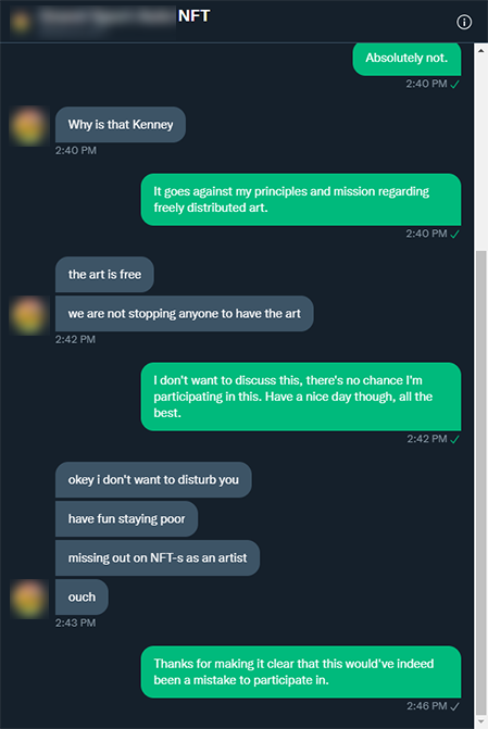 KenneyNL's tweet photo. My daily "I don't want to participate in your NFT business" conversation. https://t.co/atCvMzuWNw