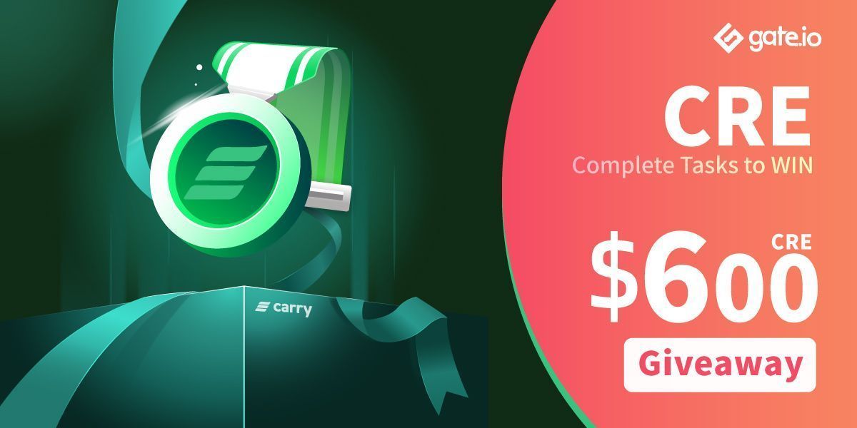 Gate's tweet photo. 🔥 https://t.co/8kWqgEeplL $600 $CRE #giveaway

🕘 Duration: 7 days

🔷 Follow https://t.co/8kWqgEeplL &amp; @carryprotocol 
🐦 Retweet &amp; @ a friend
🔷 10 participants win $600 $CRE bonus

➡️ Link: https://t.co/vfmDfBcIve

#GateIo https://t.co/Z4mueDYS9M