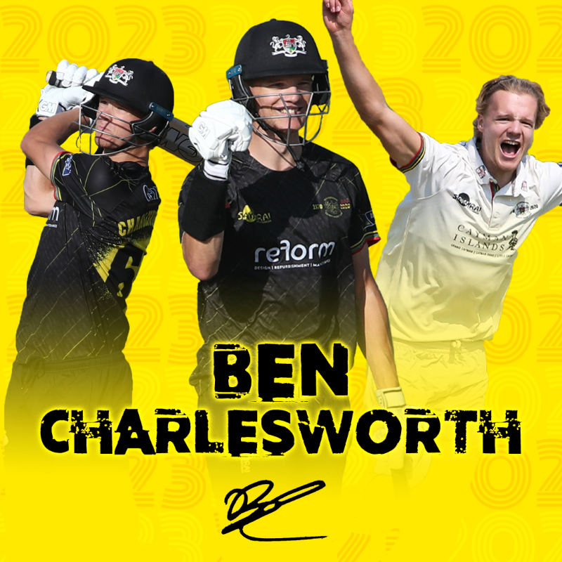 Gloscricket's tweet photo. NEWS: Charlesworth extends contract at Gloucestershire 📝

20-year-old, @ben_c64 has penned a new deal that will see him remain at the Club until the end of the 2023 season!

#GoGlos 💛🖤